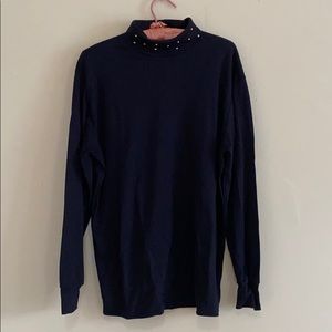 Beaded Collar Turtleneck
